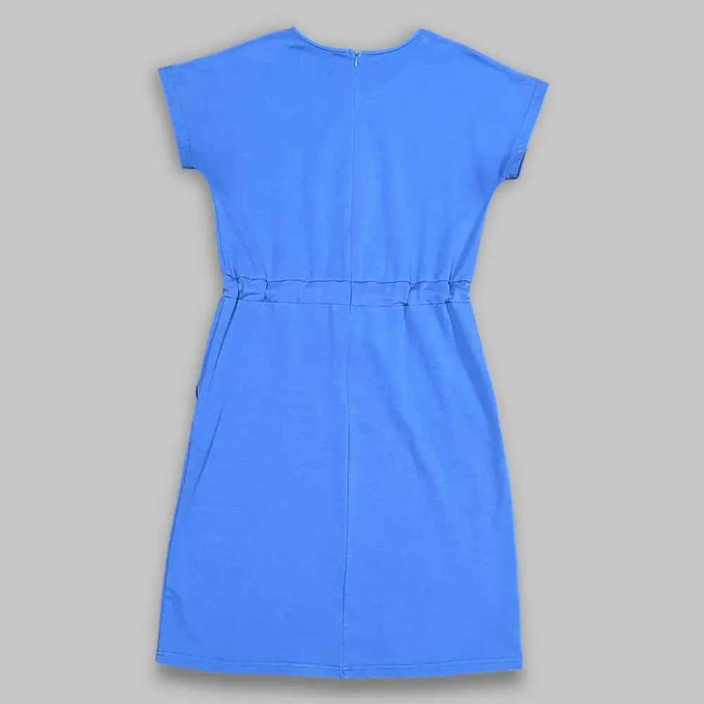 Piper & Scoot Exclusive Blue Short Sleeve Drawstring Dress - Size Small